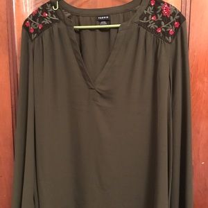 Olive long sleeve blouse